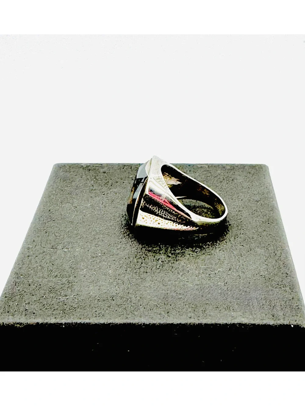 Rare Santo Domingo Juan Pedro Garcia man's sterling silver hematite signet ring